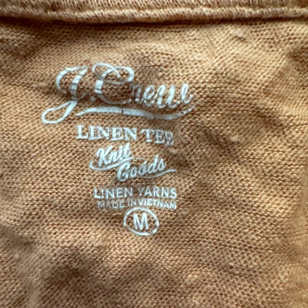 J. Crew Womens Linen Tee Medium Crop Top Tan Short Sleeve‎ Casual Basic
